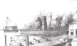 A drawing of the cannons protecting New York harbor 1812 era.