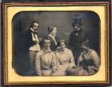 A daguerreotype from 1852 showing Henry W. Longfellow and his wife Fanny with friends in Newport, RI. From left to right are: Thomas Gold Appleton, John G. Cosler, Julia Ward Howe, Fanny Longfellow, Henry W. Longfellow, and Horatia L. Freeman.