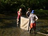 Children exploring the pond