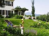 View of Aspet House, Pan Garden, and Mt. Ascutney in the distance