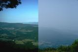 Regional Haze - Dickey Ridge (split image) looking southwest across the Browntown area into the Shenandoah Valley. Good visibility on the left and poor visibility on the right.