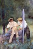 Julian Alden Weir. The Builders. Watercolor, 15 x 10 ½ in.