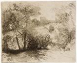 Julian Alden Weir, Willows, 1887-1893. Etching on paper sheet. 4 5/8 x 5 1/2 in. (11.7 x 14.0 cm)
