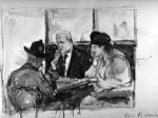 Mahonri Mackintosh Young. At the Dôme, 1925, ink and watercolor on paper: 5 x 7 5/8 in (12.7 x 19.4 cm).