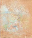 John Henry Twachtman. J. Alden Weir’s Cottage, Photo reproduction of pastel and pencil: 7 1/2 x 6 1/8 in