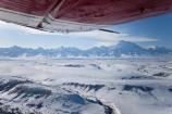 Denali and Range from Air with Plane Wing