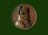 Image of a bronze medal featuring the profile of Napoleon Bonaparte. This item belonged to Dr. John McLoughlin and was donated by his great-granddaughter. It is now in the collection of Fort Vancouver National Historic Site.