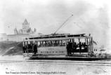 Adolph Sutro inaugurated electric streetcar operations to the Cliff House in 1896, the same year he opened his grandiose new ‘French chateau’ Cliff House and the expansive Sutro Baths. Built as an alternative to the Ferries & Cliff House steam train that wound its way around Land’s End, the “Sutro Rail Road Company” electric cars offered inexpensive transportation direct to the new Baths. Passengers got off the Sutro streetcars in a covered depot (adjacent to today’s Louis’ Restaurant), where a covered walkway led directly to the Baths’ main entrance. In an era when horse cars and steam-powered locomotives still plied the streets of San Francisco, the Sutro Railroad’s silent, clean electric cars were truly state-of-the-art. As an incentive to riders, Sutro offered transfers ensuring a 5¢ fare from anywhere in the San Francisco. (The rival steam line was operated by the widely-hated Southern Pacific Railroad and didn’t respect transfers, a policy which resulted in a 10¢ fare for their riders.)
