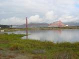 View of the Golden Gate Bridge behind Crissy Marsh