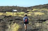 Zane starts his hike to Apua from the trailhead at Pu`uloa