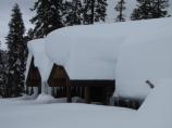 Heavy snow blankets the visitor center.