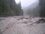 Tahoma Creek rages at flood stage on the first day of the storm.