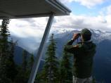 Looking across the rugged North Cascades terrain from the Sourdough Fire Lookout.