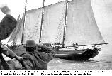 C. A. Thayer sets out for Bristol Bay, Alaska in April of 1912. She is carrying supplies to support a salmon salting operation. This is one of the few pictures of Thayer under sail showing her original gaff mizzen rig.