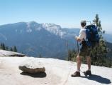 Hiker on the trail to Bear Paw High Sierra Camp.