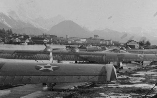 PBYs lined up on the ramp at Sitka Naval Operating Base, ca. 1940.