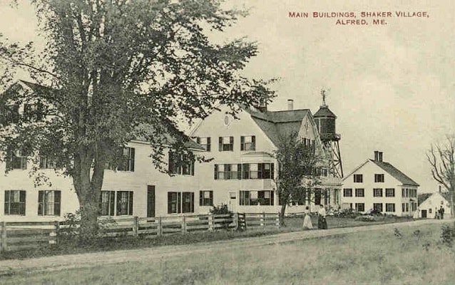 historic postcard of an alfred shaker street