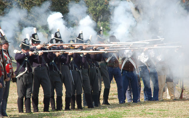 7th infantry firing at a Battle of New Orleans commemoration