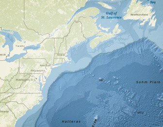 Map of the Atlantic Coast of North America