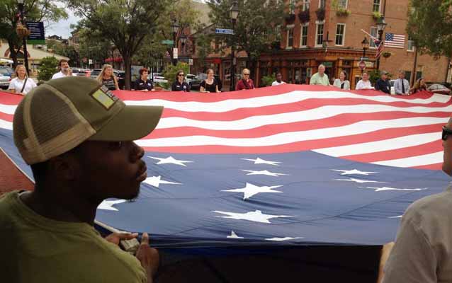 Chesapeake Youth Corps participating in the flag ceremony at the launch of the Star-Spangled Banner National Historic Trail on July 30, 2012.