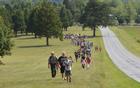 Harpers Ferry Middle School students hike with a ranger