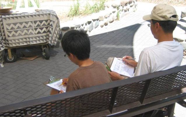 Sketching in front of Montezuma Castle