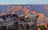 Visitors viewing sunset from Mather Point