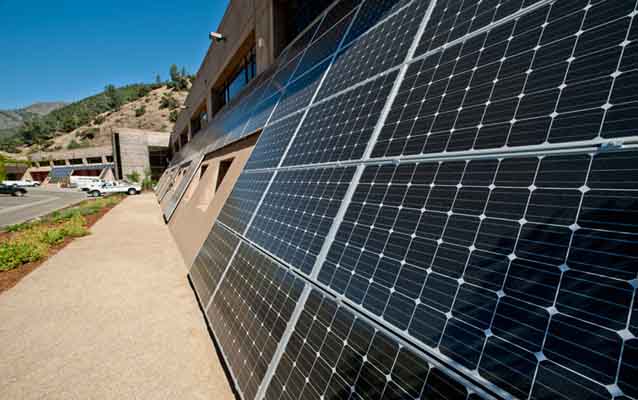Solar panels line the Yosemite Adminstrative Building