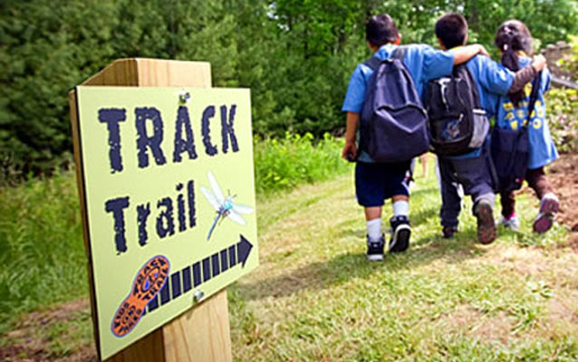 Children hiking on the Blue Ridge Parkway TRACK Trail