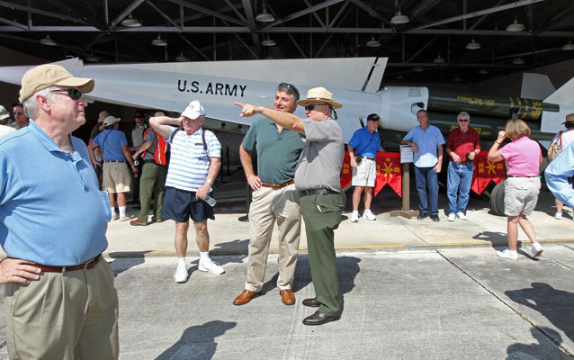 Nike Missile Veterans and family members are the first to view a new display at EVER