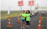 Johnson City Students hold signs for the cyclists starting the 85 mile ride.