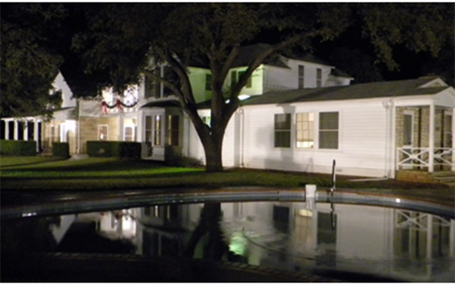 The Texas White House at night