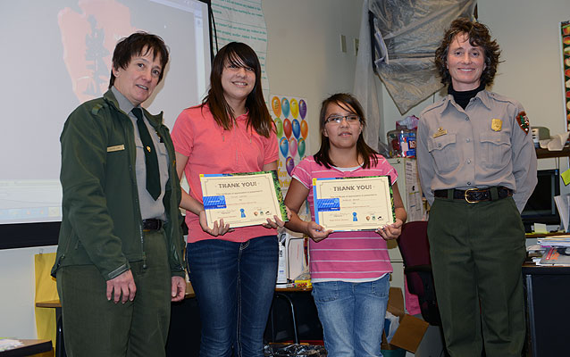 Blackfeet students receiving their 1st place awards
