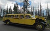 Cedar Breaks' rangers and volunteers pose in a 1920's era tour bus during the Stories of the Past Festival