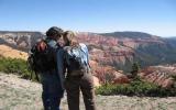 Visitors admire the view of Cedar Breaks' geologic amphitheater