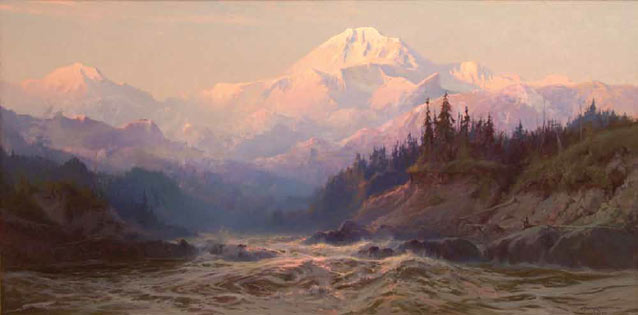 painting of a vast white mountain