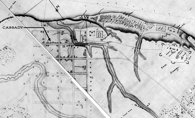 Plan of Niagara including location of Sarah Cassady's house
