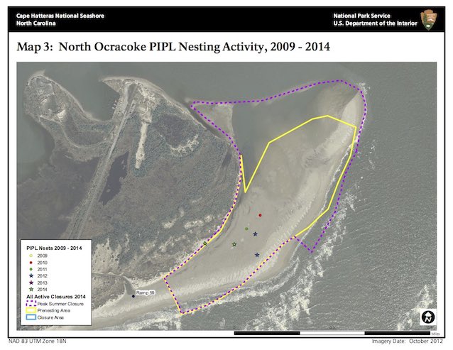 Map 3: North Ocracoke PIPL Nesting Activity, 2009–2014