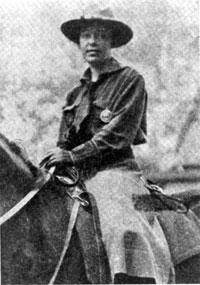 black and white image of a woman on horseback 