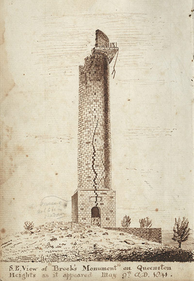 tall memorial column with section blown out of top