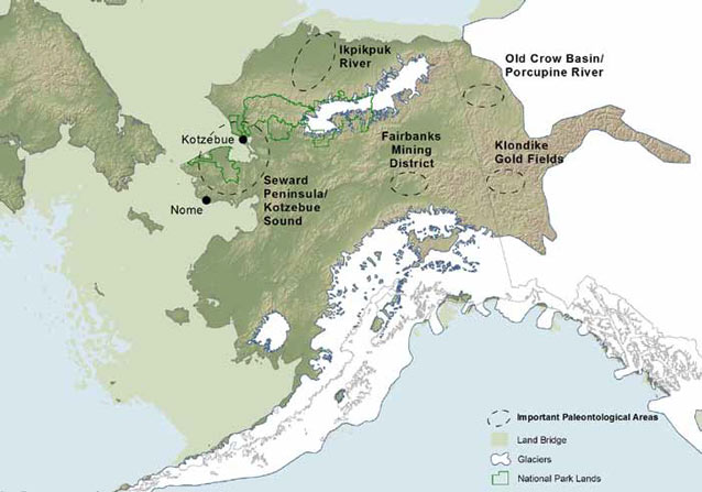 map of alaska with fossil rich areas circled