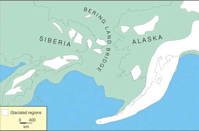 a map of siberia and alaska showing how land once connected the two areas