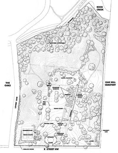 A site plan shows the vegetation, features, structures, topography, and boundaries at the site.