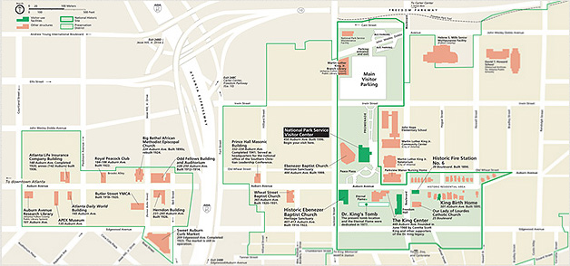 NPS park map of the Martin Luther King, Jr. National Historic Site area