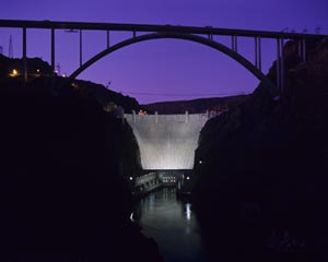 Night scene of Hover Dam overpass