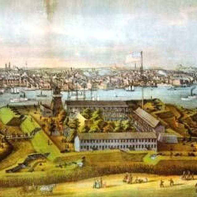 Engraving of Fort Federal Hill, which commanded Baltimore's Inner Harbor.