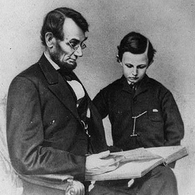 Image of President Lincoln with his son, Tad Lincoln