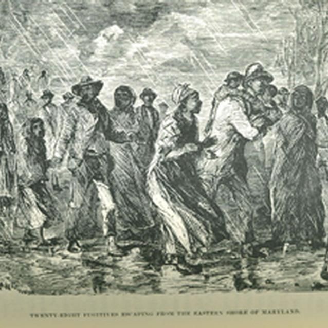 Print of African-Americans fleeing slavery in Maryland