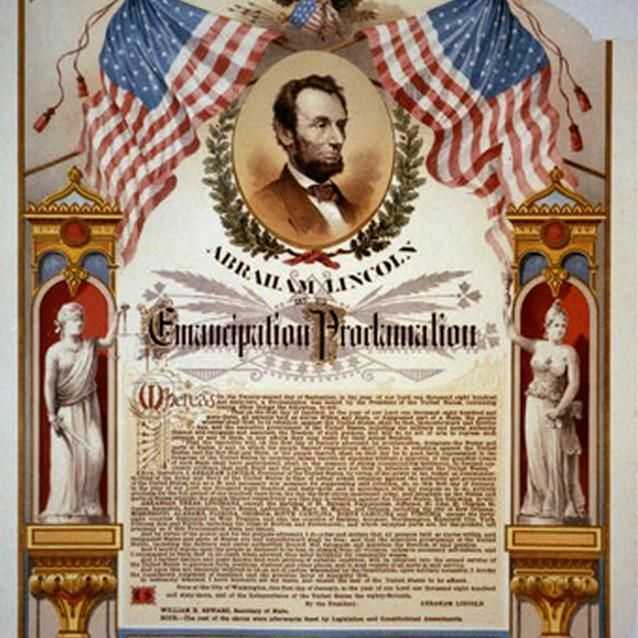 Ornate copy of the Emancipation Proclamation