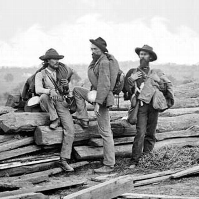 Photograph of three Confederate prisoners at Gettysburg